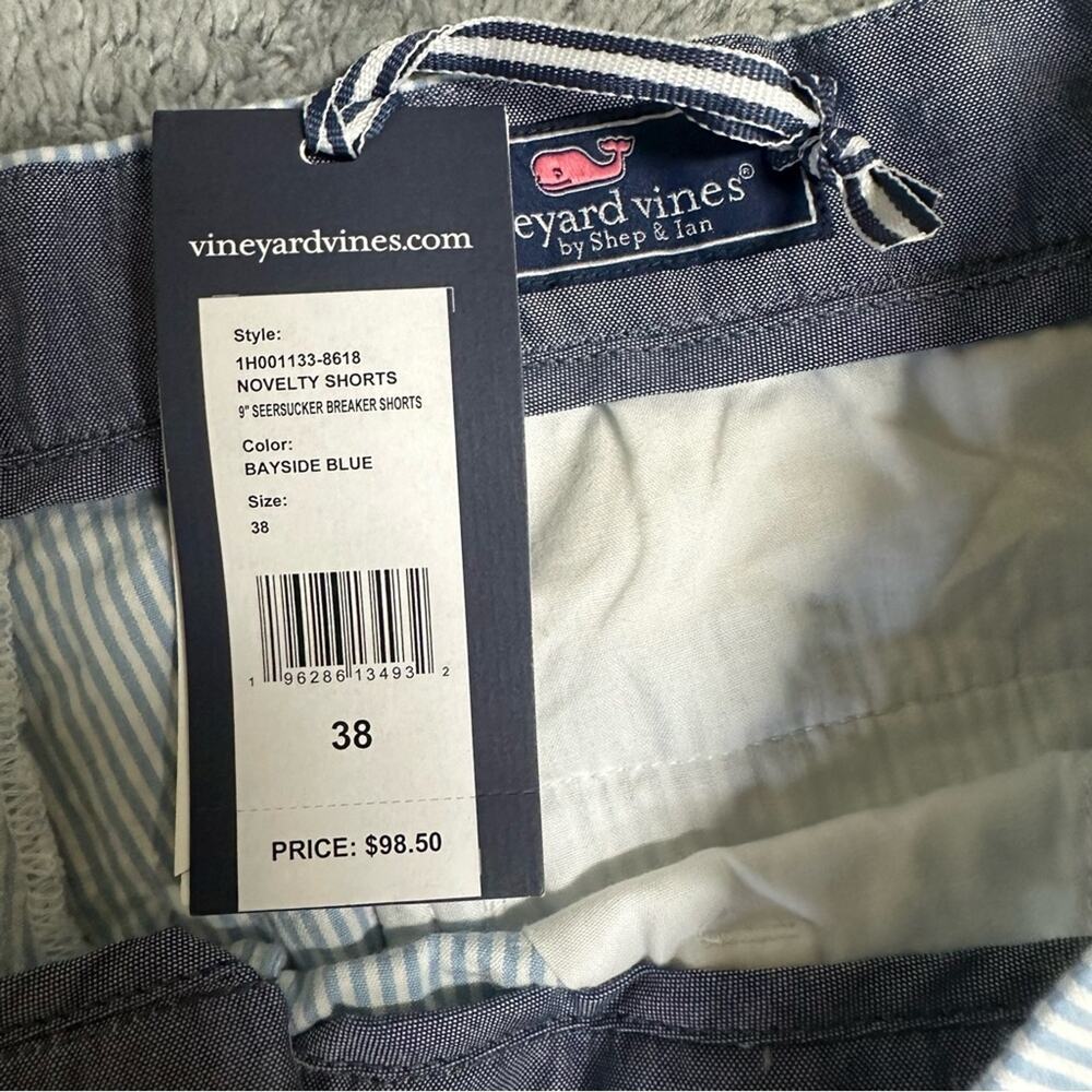 NEW Vineyard Vines 9" Seersucker Breaker Shorts in Bayside Blue Size 38 - Picture 5 of 5